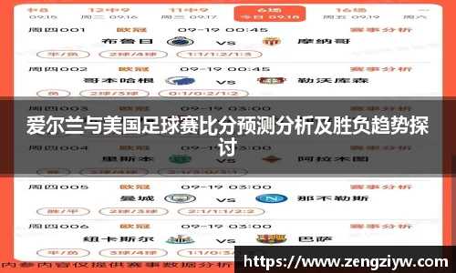 爱尔兰与美国足球赛比分预测分析及胜负趋势探讨